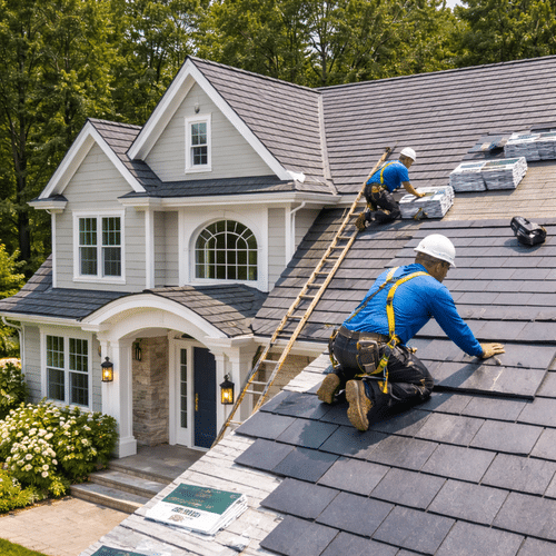 Synthetic Slate Roof Installation